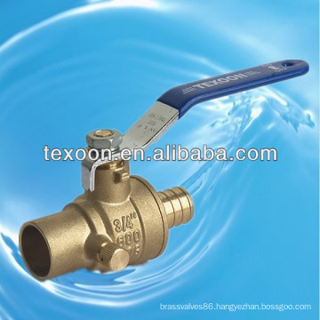 lead free Pex copper brass ball valves with drain Pex*Solder CUPC